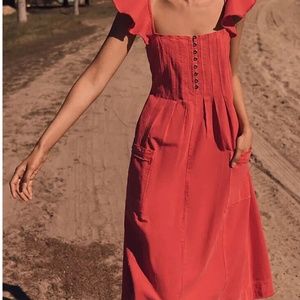 NWT ANTHROPOLOGIE PILCRO FLUTTER SLEEVE MIDI DRESS